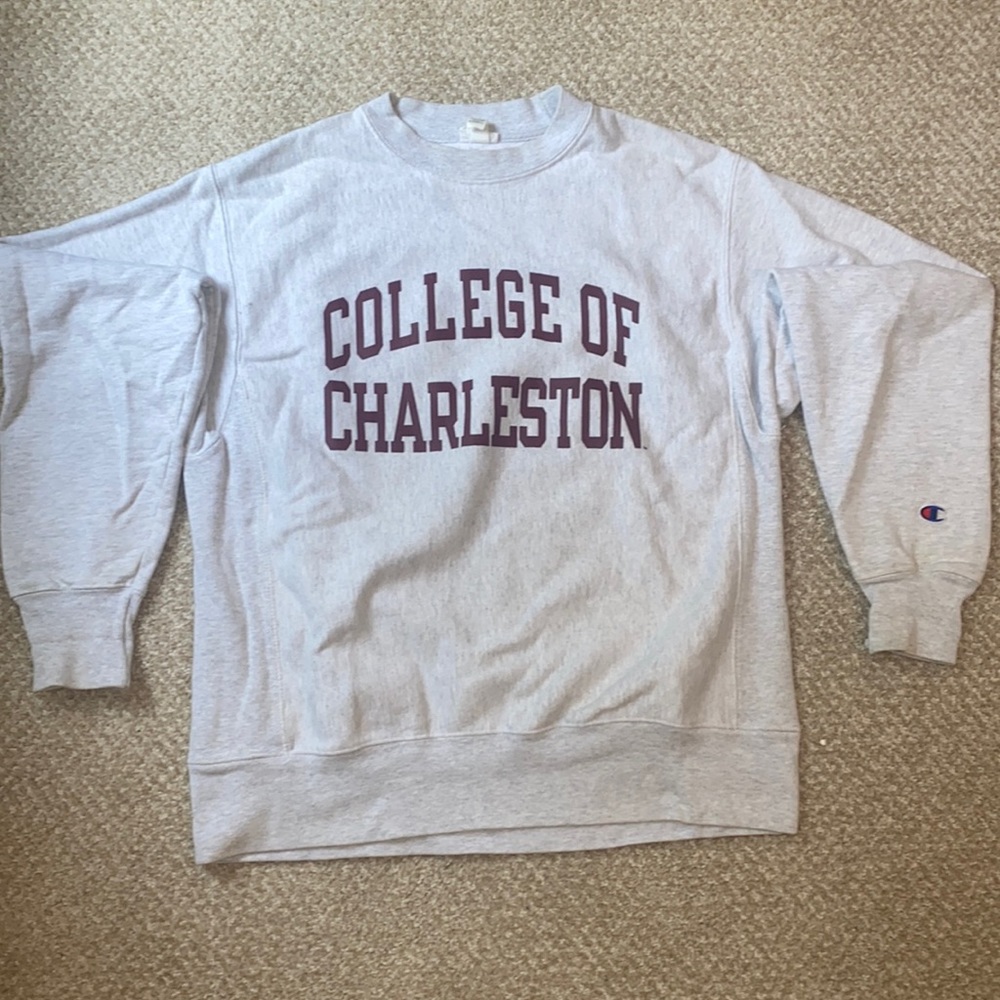 Champion College of Charleston crewneck - heather grey - size Medium